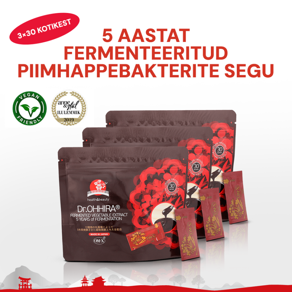 Dr.OHHIRA® 5-AASTANE RETSEPT HAPENDATUD TAIMEDE JA PIIMHAPPEBAKTERITEGA, 3 x 30 kotikest