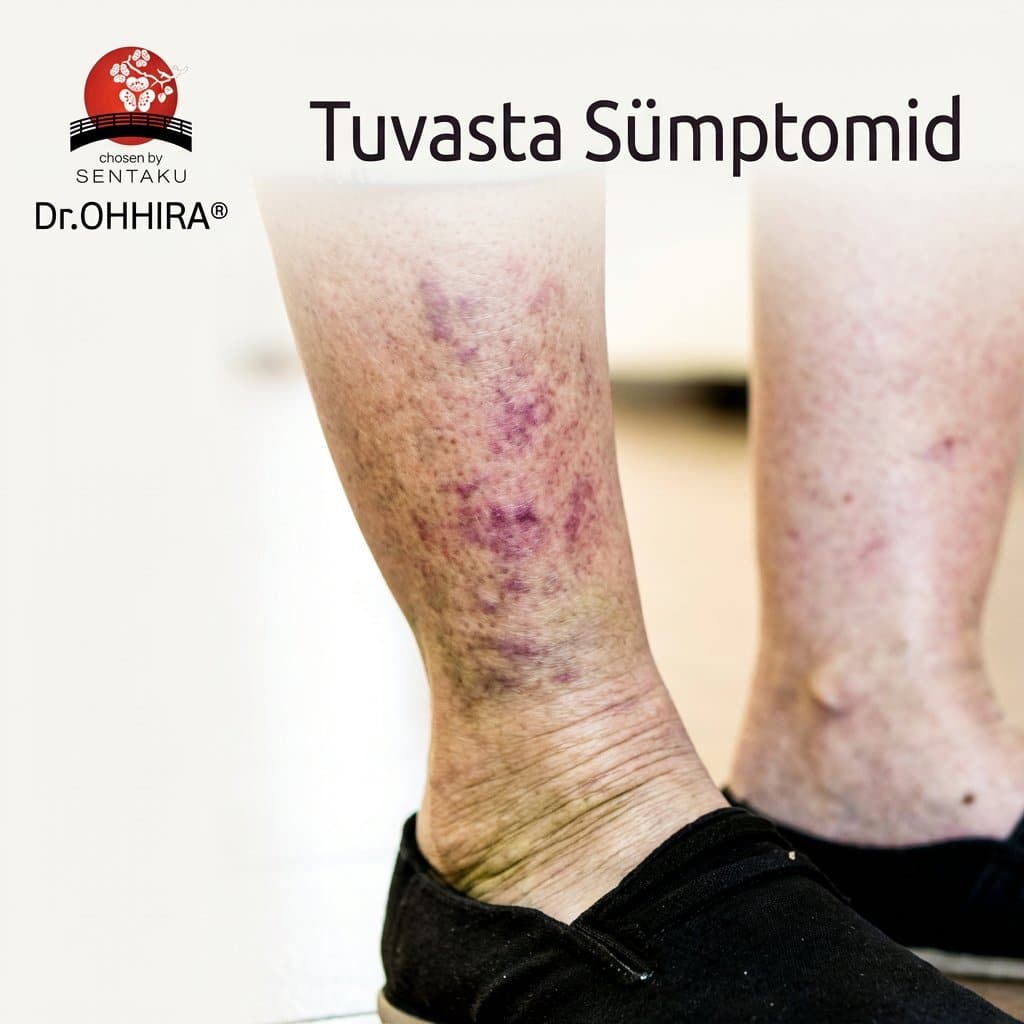 Pildil on näha jalg, millel on veresoonte põletikule viitavad nahamuutused.