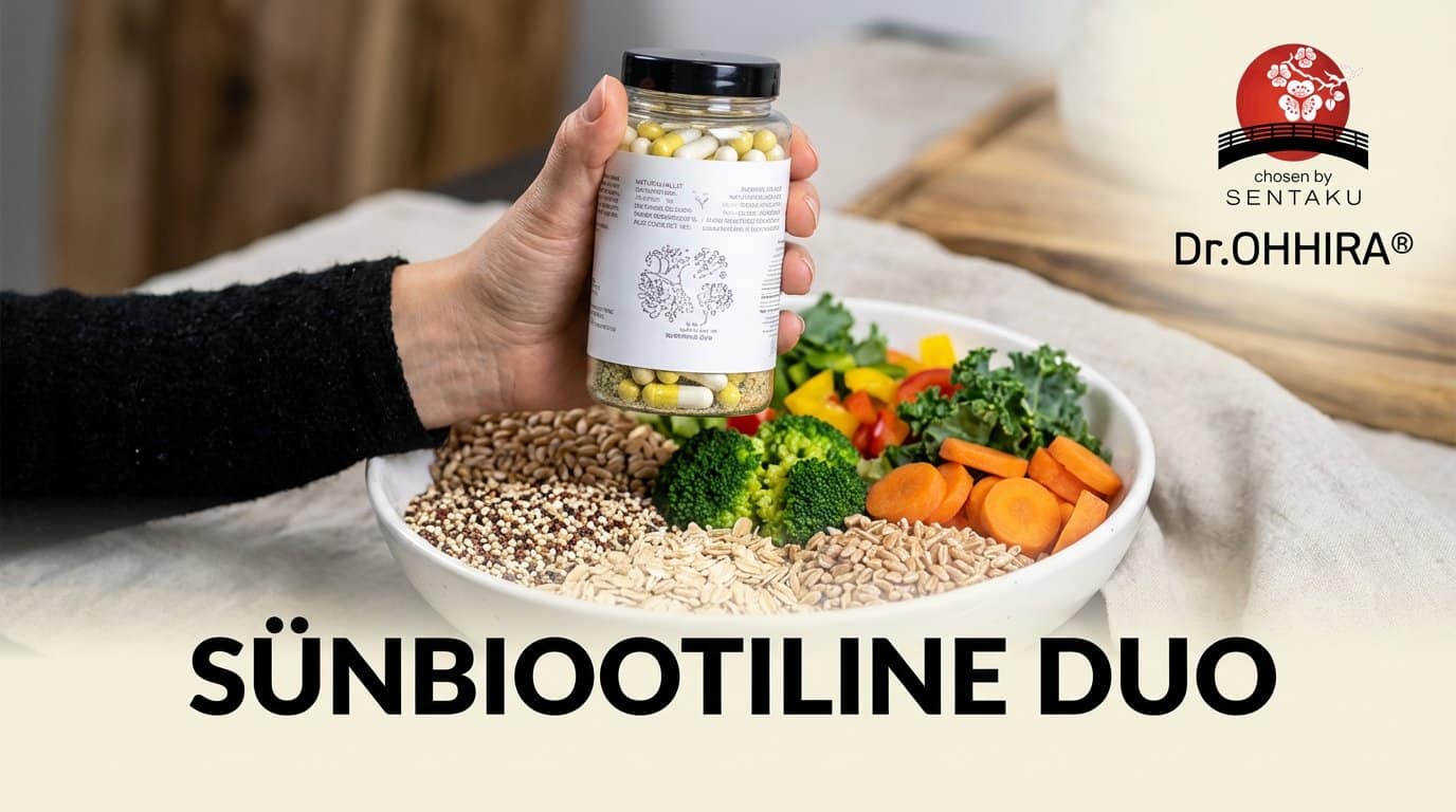 Käsi hoiab toidulisandite pudelit värvilise tervisliku toiduga kausi kohal, kus on teraviljad ja köögiviljad.