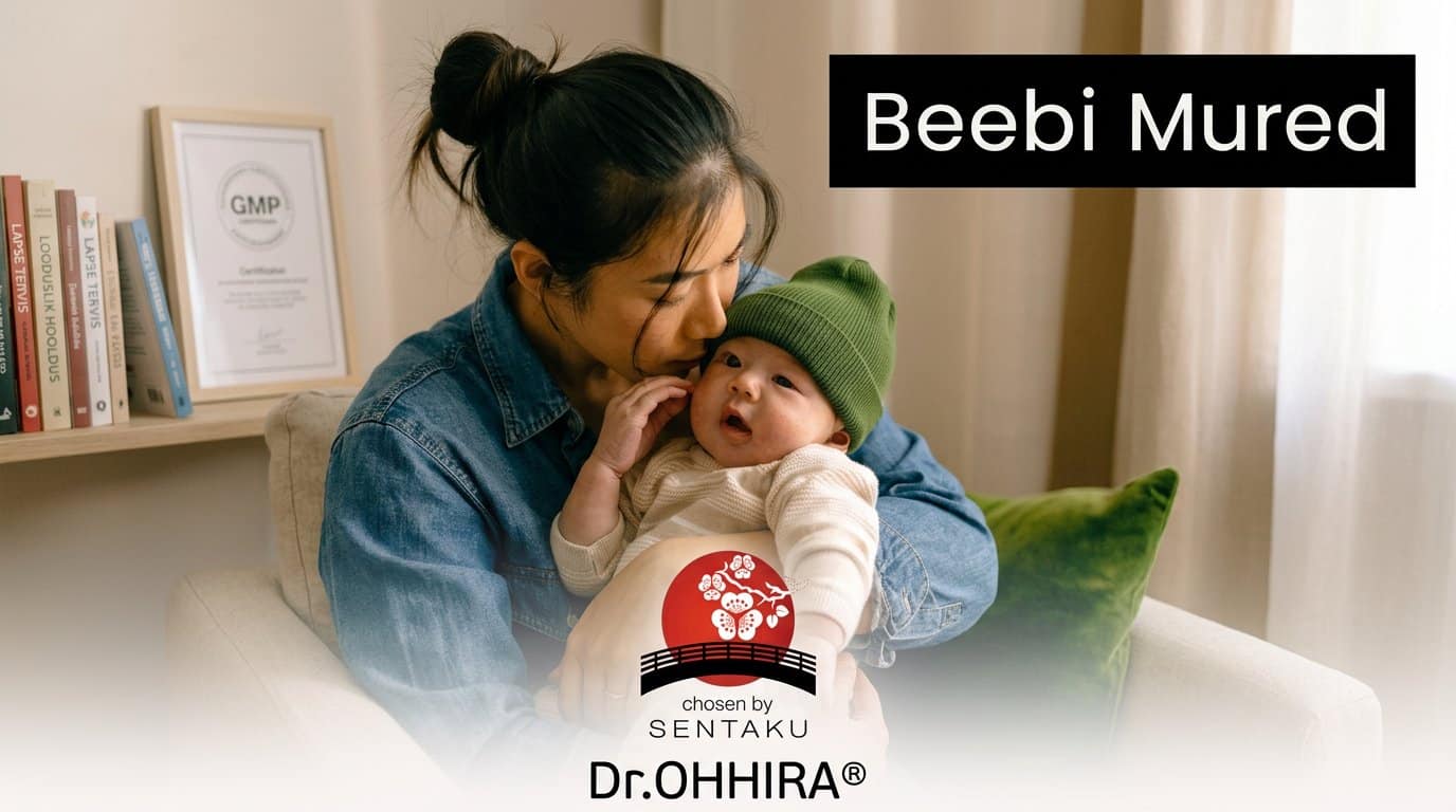 Naine hoiab ja suudleb last, taustal raamatud ja sertifikaat, all logo.